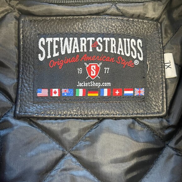 Stewart & Strauss (The Jacket Shop) Men's Black Wool & Leather Varsity Jacket XL - Picture 8 of 13